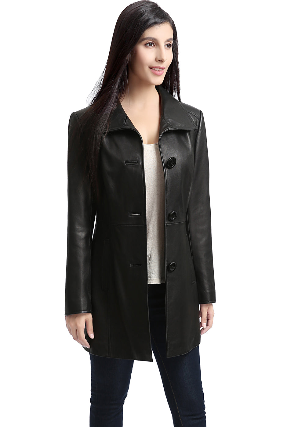 BGSD Women Belle Lambskin Leather Coat