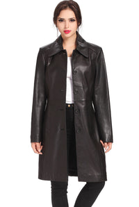 BGSD Women Amber Lambskin Leather Walking Coat