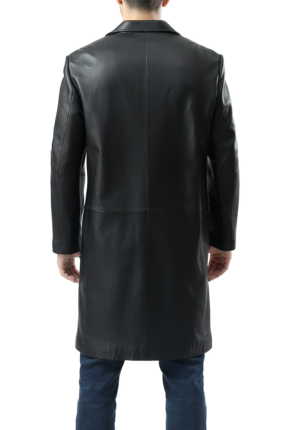 BGSD Monogram Collection Men Classic Lambskin Leather Long Walking Coat