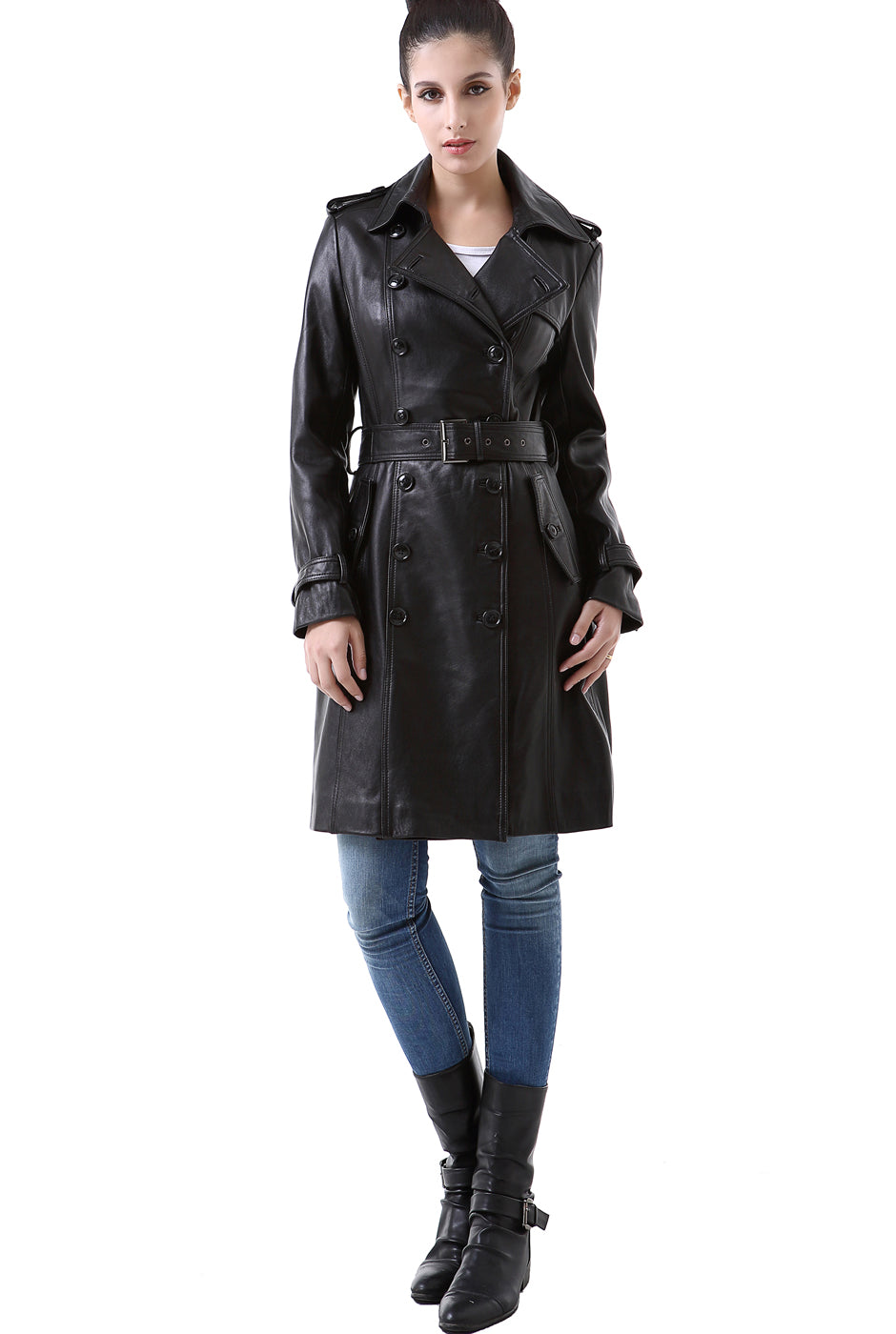 BGSD Women Nadine Lambskin Leather Trench Coat