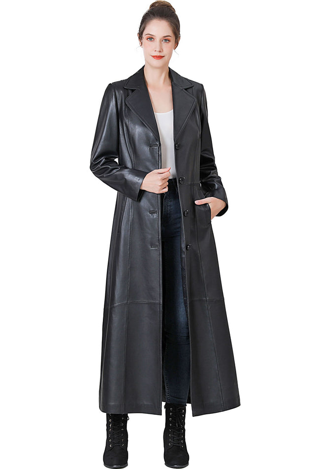 BGSD Monogram Collection Women Lambskin Leather Maxi Coat