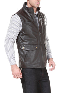 BGSD Monogram Collection Men Goatskin Leather Field Vest