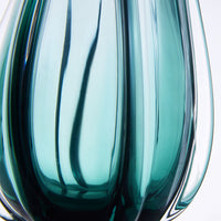 Hand Blown Laine Art Glass Vase - Forest Green Ombre 10-12.5 inch tall