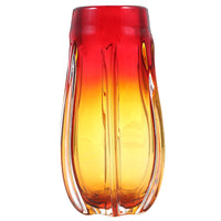 Hand Blown Laine Art Glass Vase - Gold & Red Ombre 10-12.5 inch tall