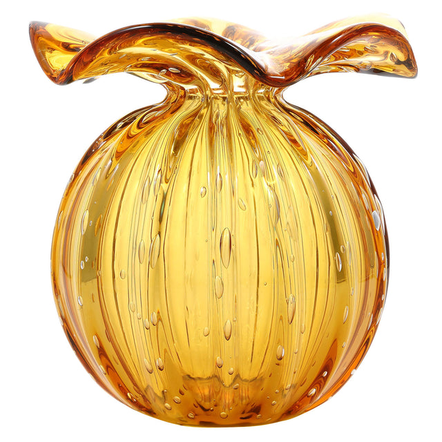 Hand Blown French Marigold Art Glass Vase 5.5-7.5 inch tall