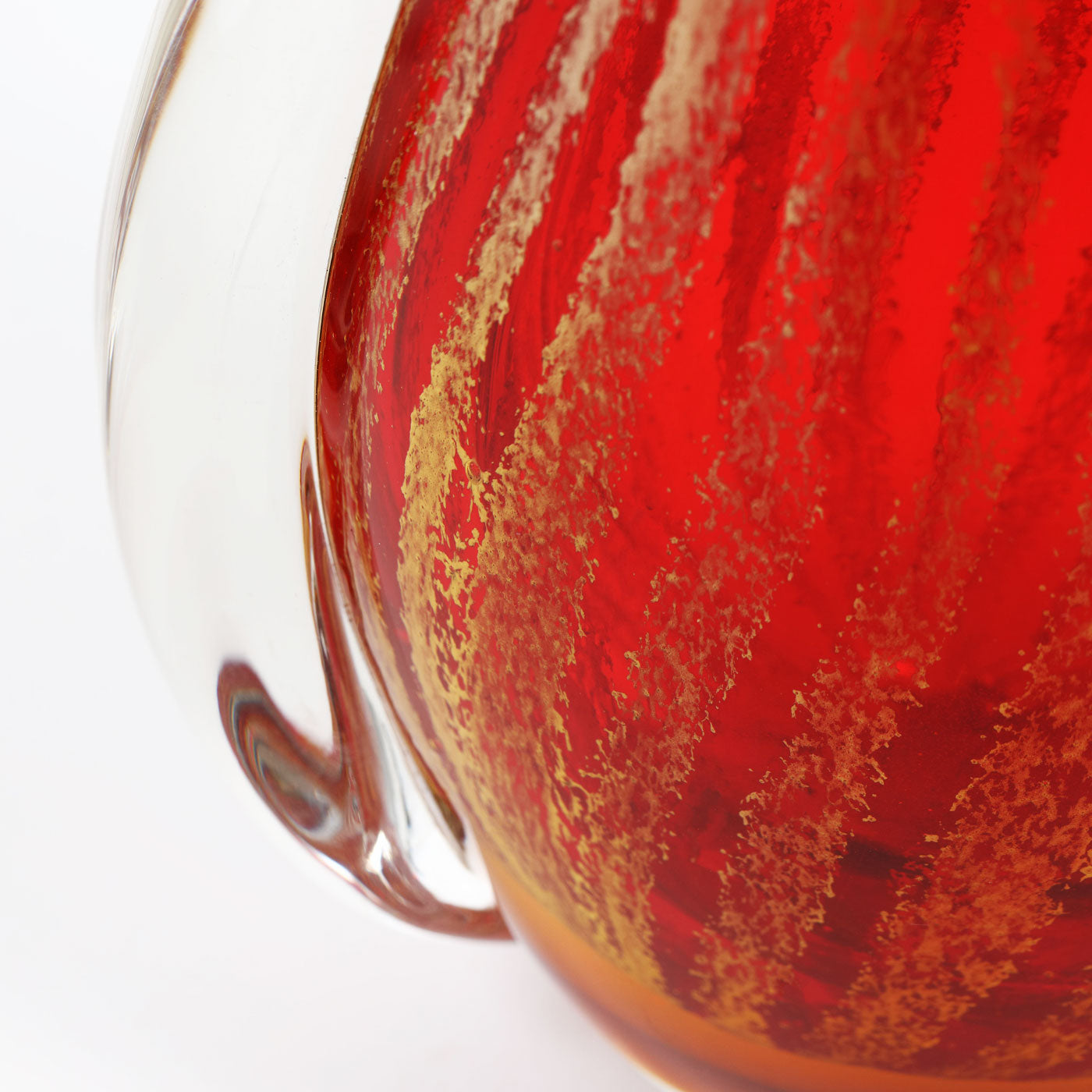 Hand Blown Red Teardrop Sommerso Art Glass Vase 9.5-12.5 inch tall