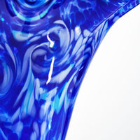 Hand Blown Cobalt Blue Confetti Art Glass Flower Vase