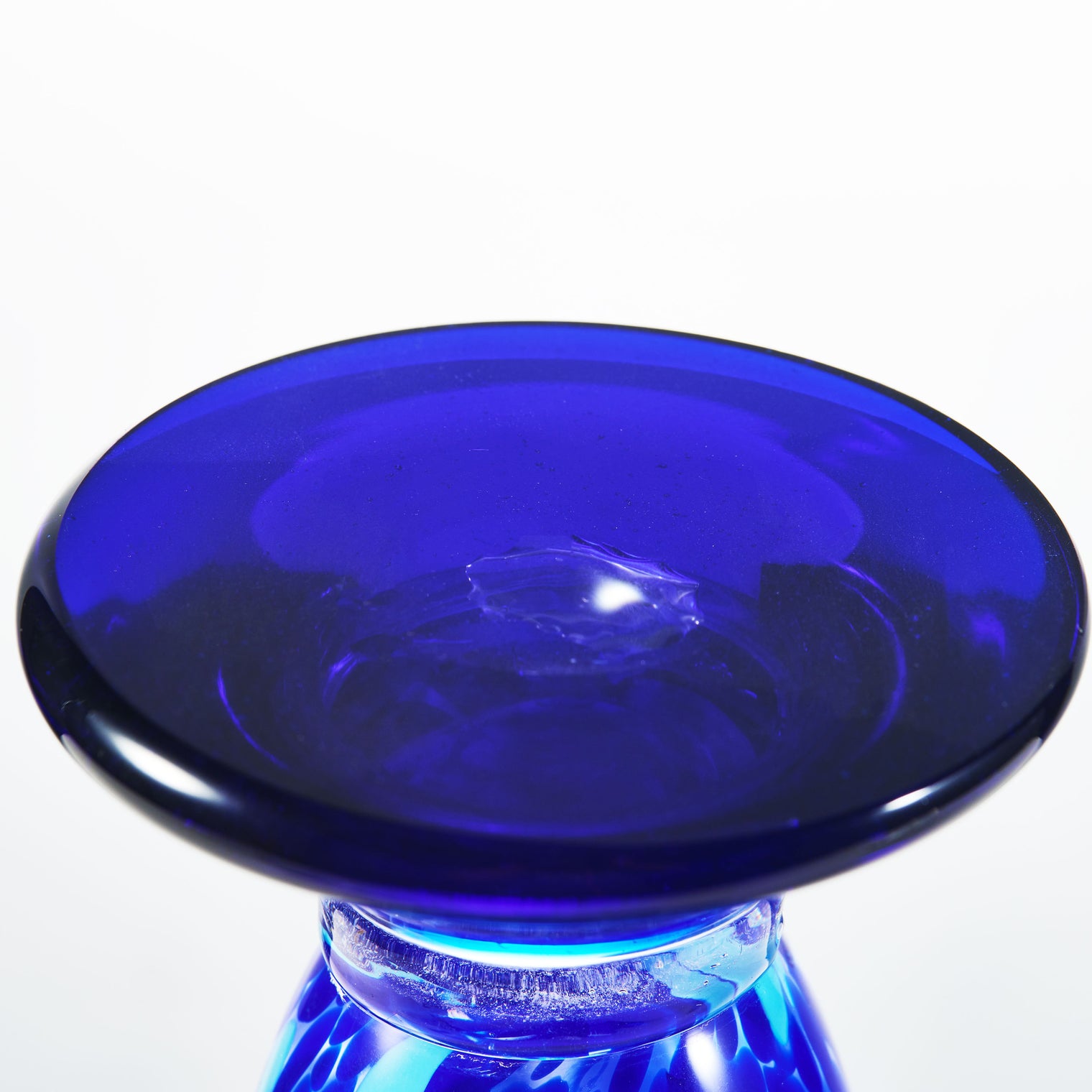 Hand Blown Cobalt Blue Confetti Art Glass Flower Vase