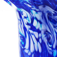 Hand Blown Cobalt Blue Confetti Art Glass Flower Vase