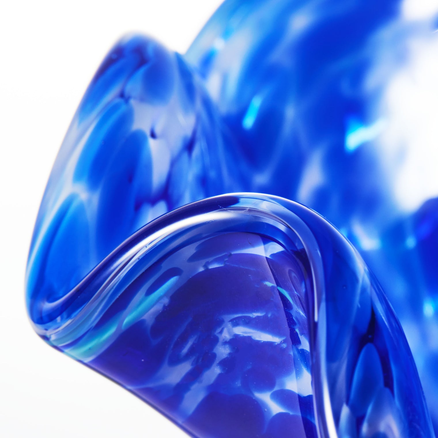 Hand Blown Cobalt Blue Confetti Art Glass Flower Vase