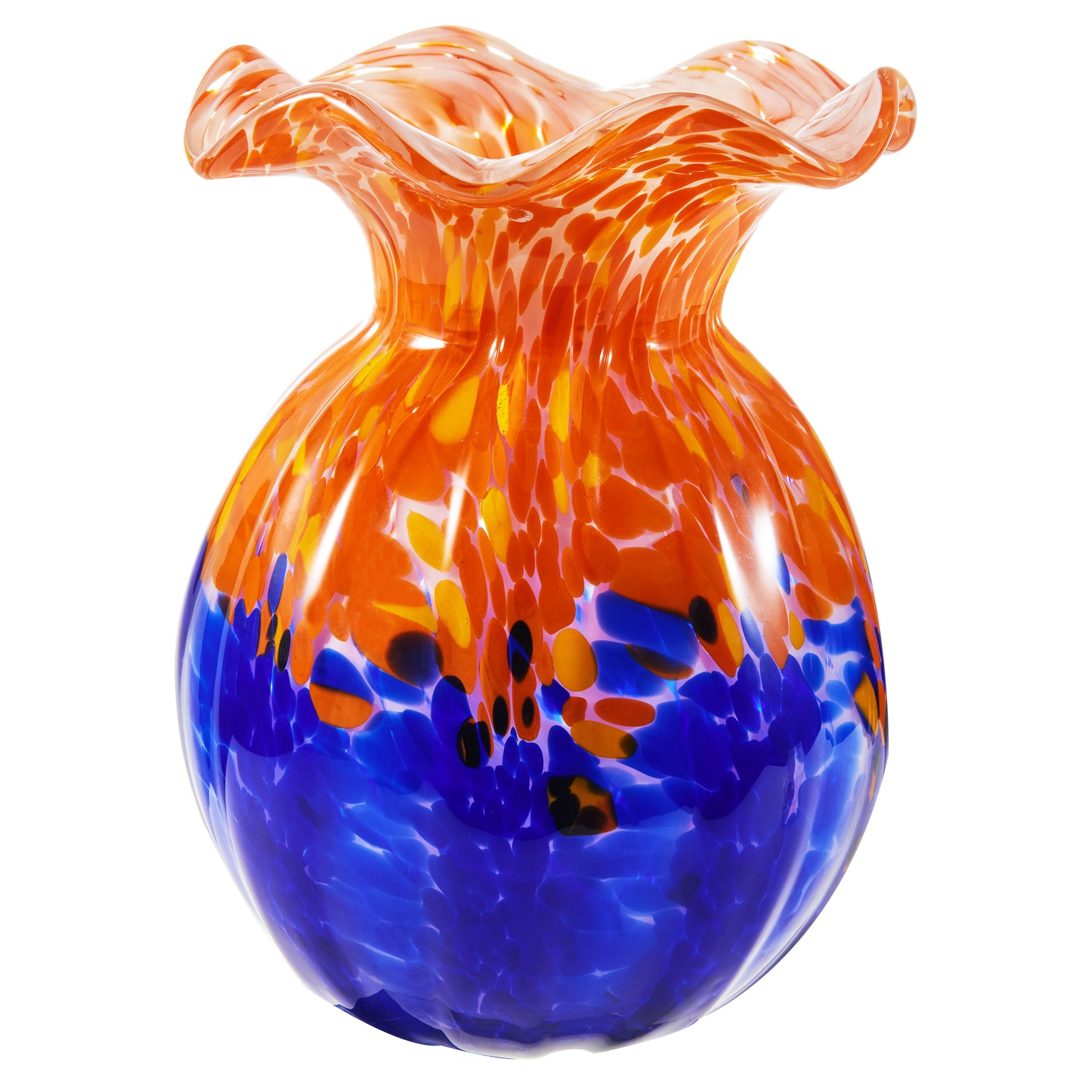 Hand Blown Confetti Art Glass Bubble Bud Flower Vase