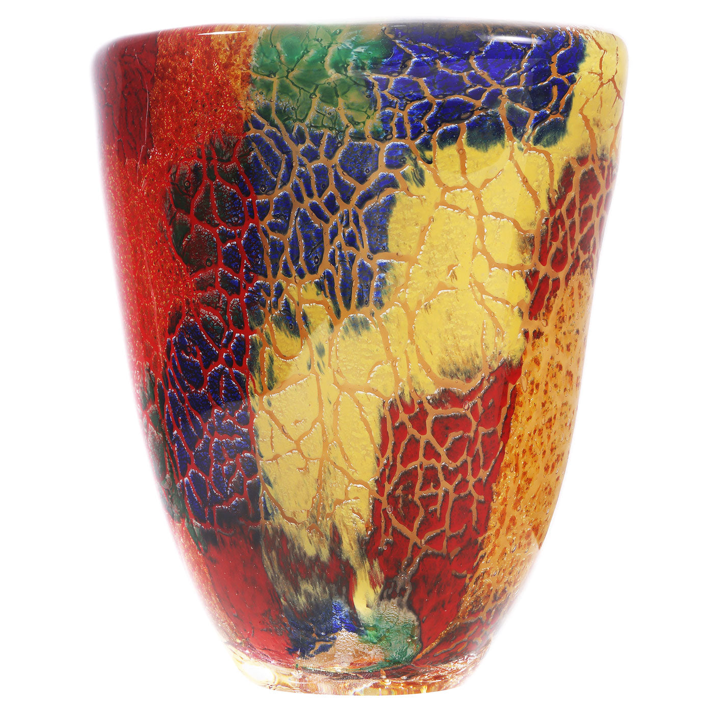 Hand Blown Multicolor Abstract Art Glass Vase 7" tall