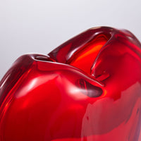 Hand Blown Red Love Heart Shaped Sommerso Art Glass Vase 7-10 inch tall