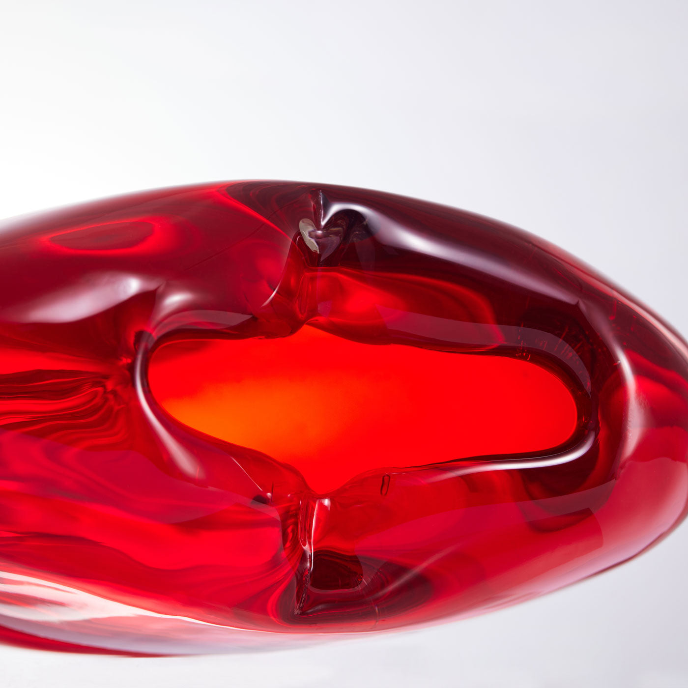 Hand Blown Red Love Heart Shaped Sommerso Art Glass Vase 7-10 inch tall