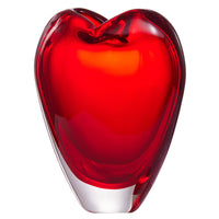 Hand Blown Red Love Heart Shaped Sommerso Art Glass Vase 7-10 inch tall