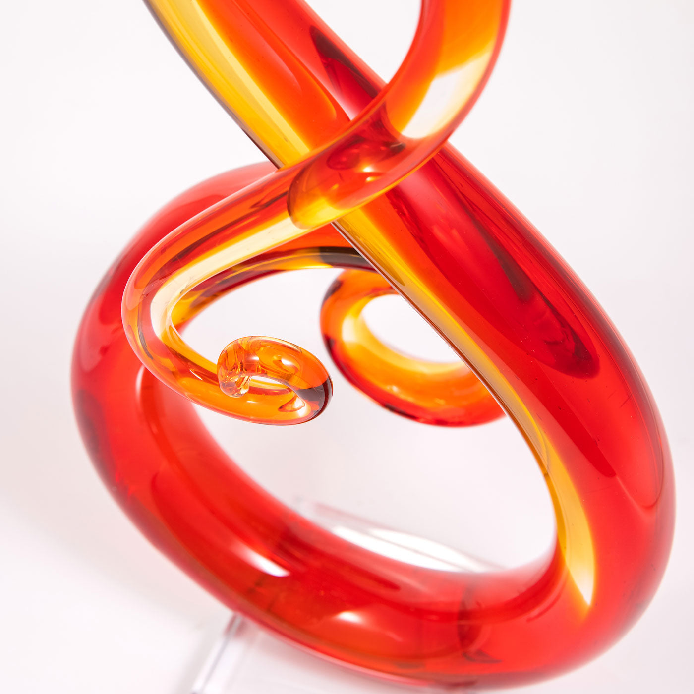 Hand Blown Treble Sommerso Art Glass Sculpture Red 11-14 inch tall