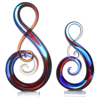 Hand Blown Treble Sommerso Art Glass Sculpture Blue Red 11-14 inch tall