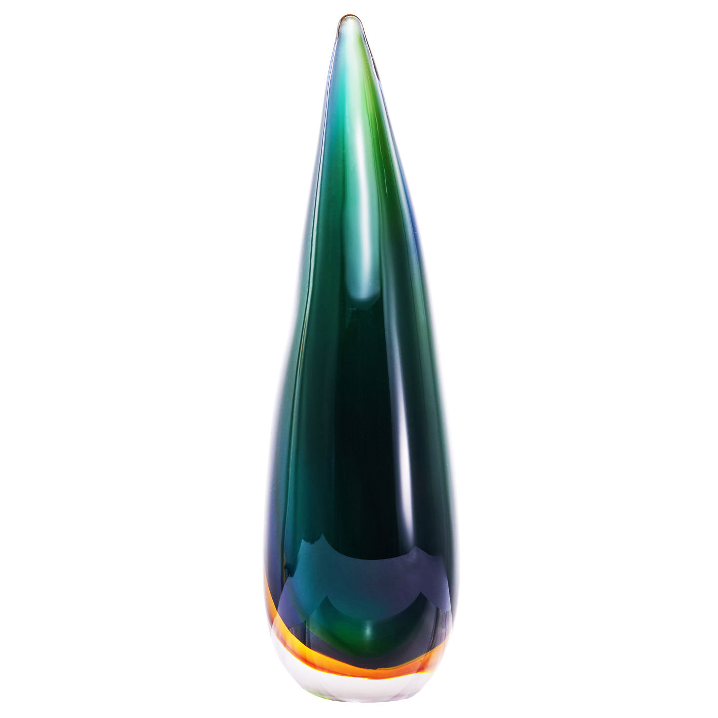 Hand Blown Teardrop Sommerso Art Glass Sculpture 7.5-10 inch tall