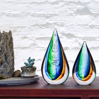 Hand Blown Teardrop Sommerso Art Glass Sculpture 7.5-10 inch tall