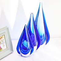 Hand Blown Water Drop Sommerso Art Glass Sculpture 8.5-13 inch tall