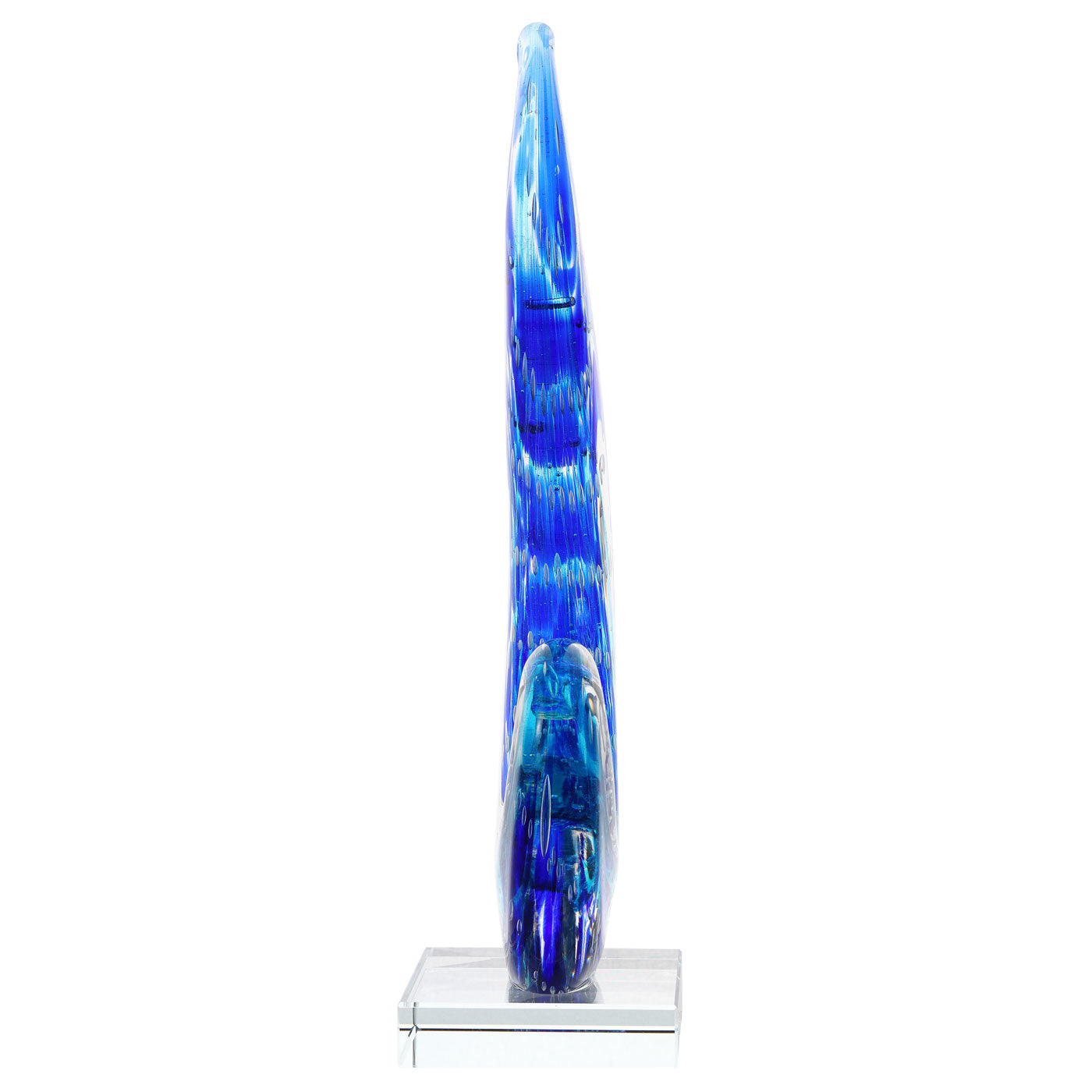 Luxury Lane Hand Blown Ocean Wave Sommerso Art Glass Sculpture 12-16 inch tall