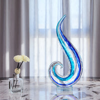 Luxury Lane Hand Blown Ocean Wave Sommerso Art Glass Sculpture 12-16 inch tall