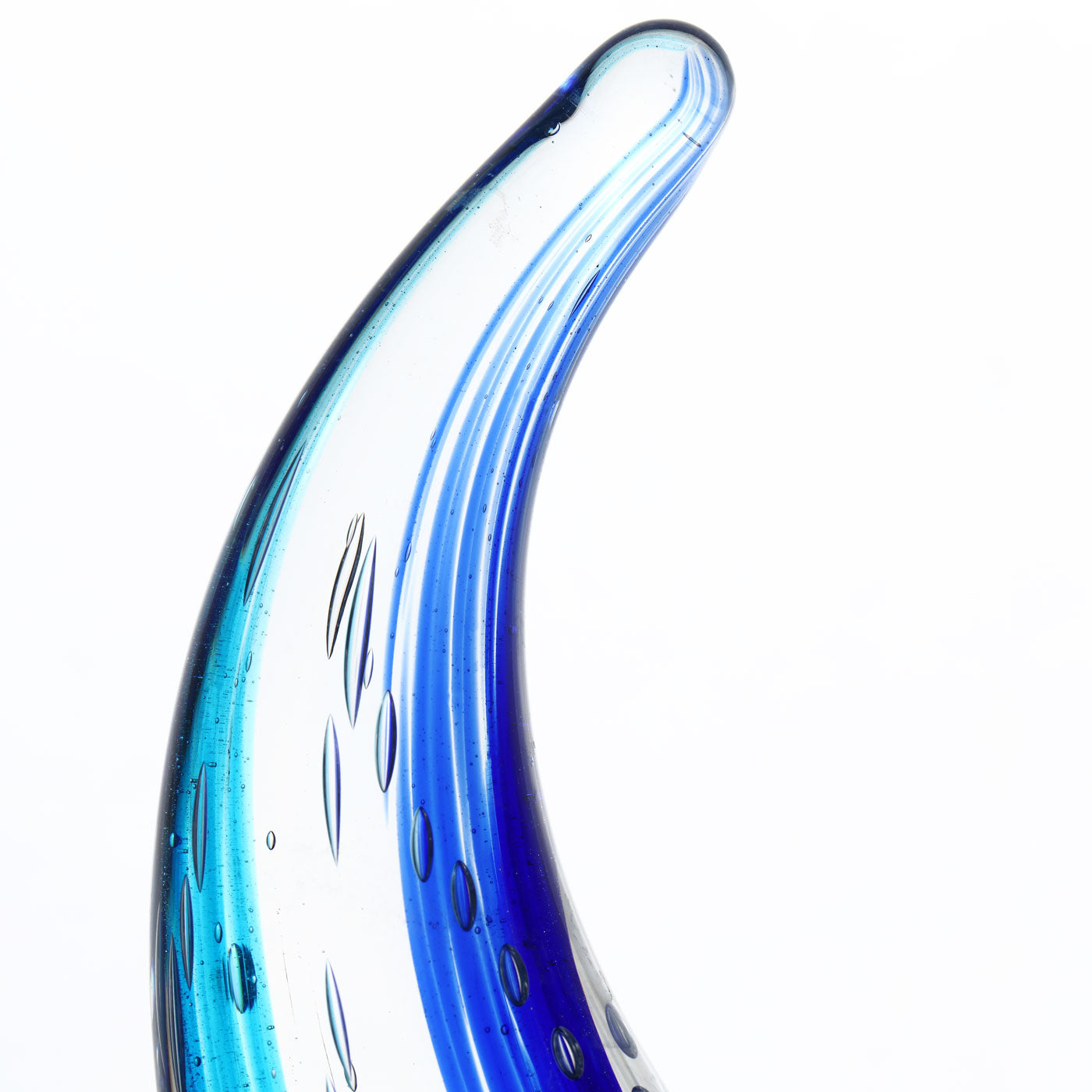 Luxury Lane Hand Blown Ocean Wave Sommerso Art Glass Sculpture 12-16 inch tall