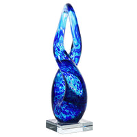 Luxury Lane Hand Blown Abstract Twisted Infinity Loop Sommerso Art Glass Sculpture 15 inch tall