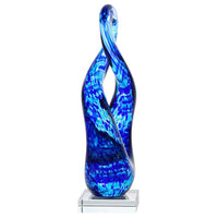 Luxury Lane Hand Blown Abstract Twisted Infinity Loop Sommerso Art Glass Sculpture 15 inch tall