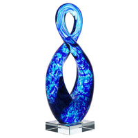 Luxury Lane Hand Blown Abstract Twisted Infinity Loop Sommerso Art Glass Sculpture 15 inch tall