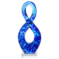 Luxury Lane Hand Blown Abstract Twisted Infinity Loop Sommerso Art Glass Sculpture 15 inch tall