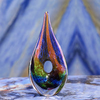 Luxury Lane Hand Blown Abstract Hollow Tear Drop Sommerso Art Glass Sculpture 8.5 inch tall