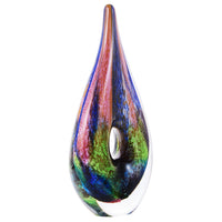 Luxury Lane Hand Blown Abstract Hollow Tear Drop Sommerso Art Glass Sculpture 8.5 inch tall