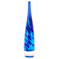 Luxury Lane Hand Blown Swirl Wave Tear Drop Sommerso Art Glass Sculpture 8.5 inch tall