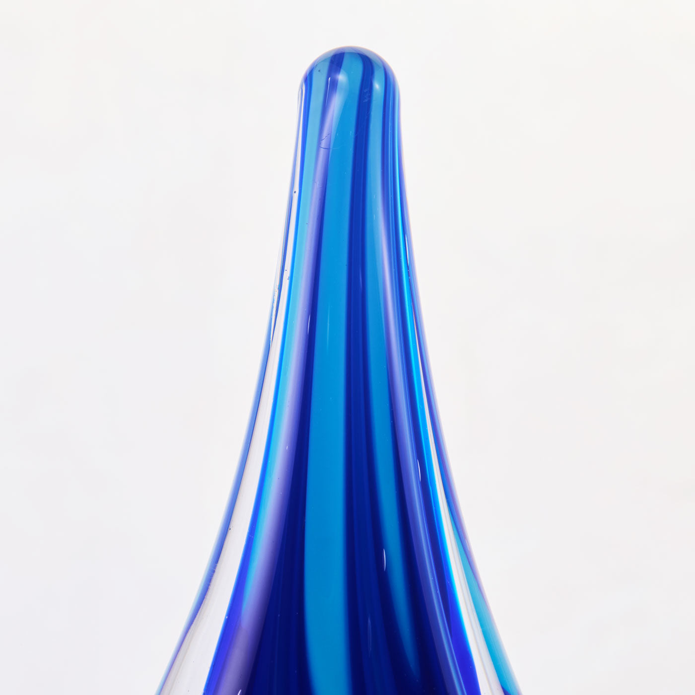 Luxury Lane Hand Blown Swirl Wave Tear Drop Sommerso Art Glass Sculpture 8.5 inch tall