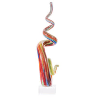 Luxury Lane Hand Blown Abstract Rainbow Swirl Sommerso Art Glass Sculpture 9.5-12 inch tall