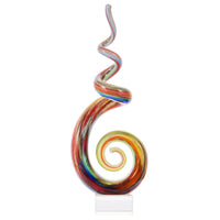 Luxury Lane Hand Blown Abstract Rainbow Swirl Sommerso Art Glass Sculpture 9.5-12 inch tall