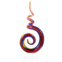 Luxury Lane Hand Blown Abstract Rainbow Swirl Sommerso Art Glass Sculpture 9.5-12 inch tall