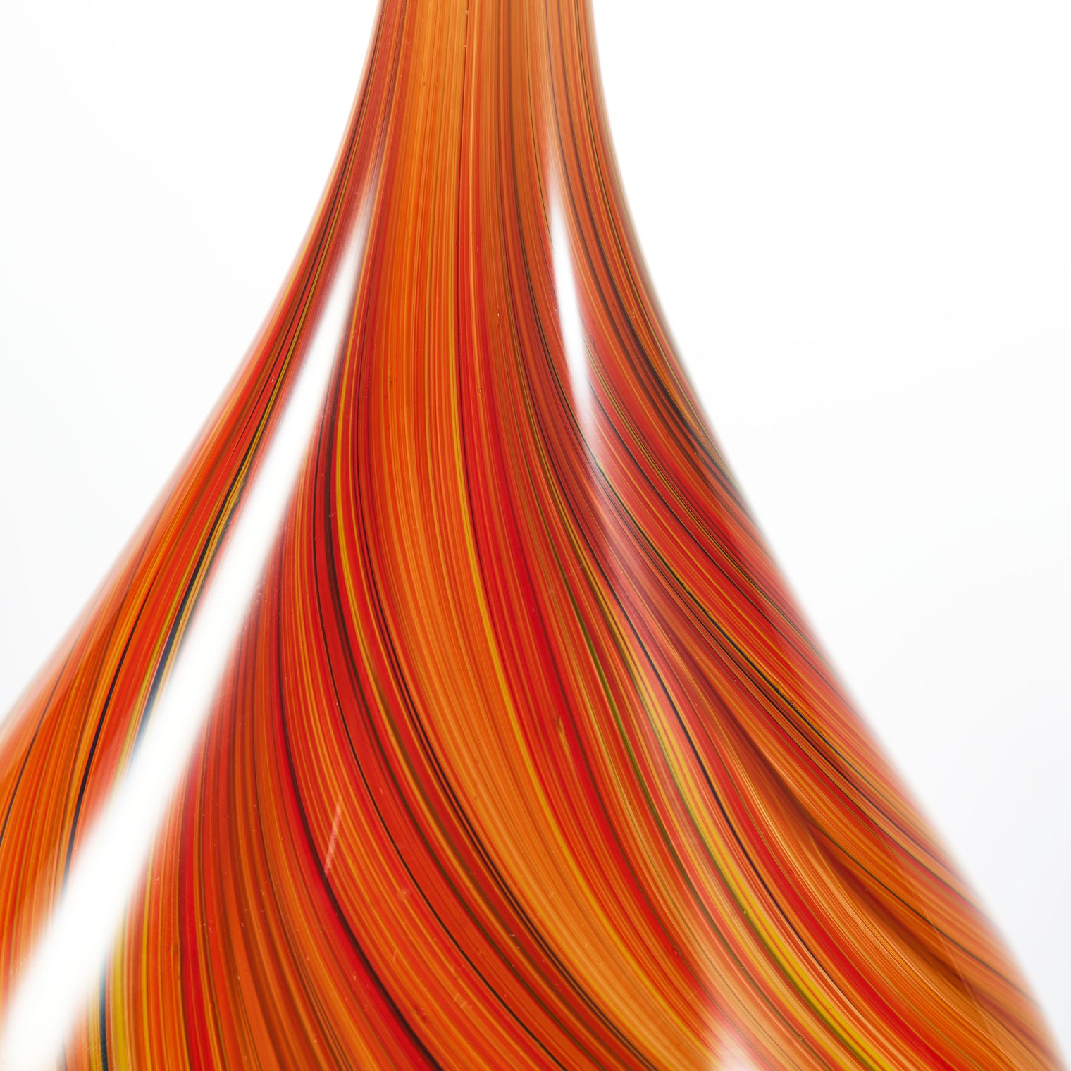 Hand Blown Red Orange Abstract Art Glass Cane Sculpture