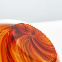 Hand Blown Red Orange Abstract Art Glass Cane Sculpture