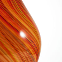 Hand Blown Red Orange Abstract Art Glass Cane Sculpture