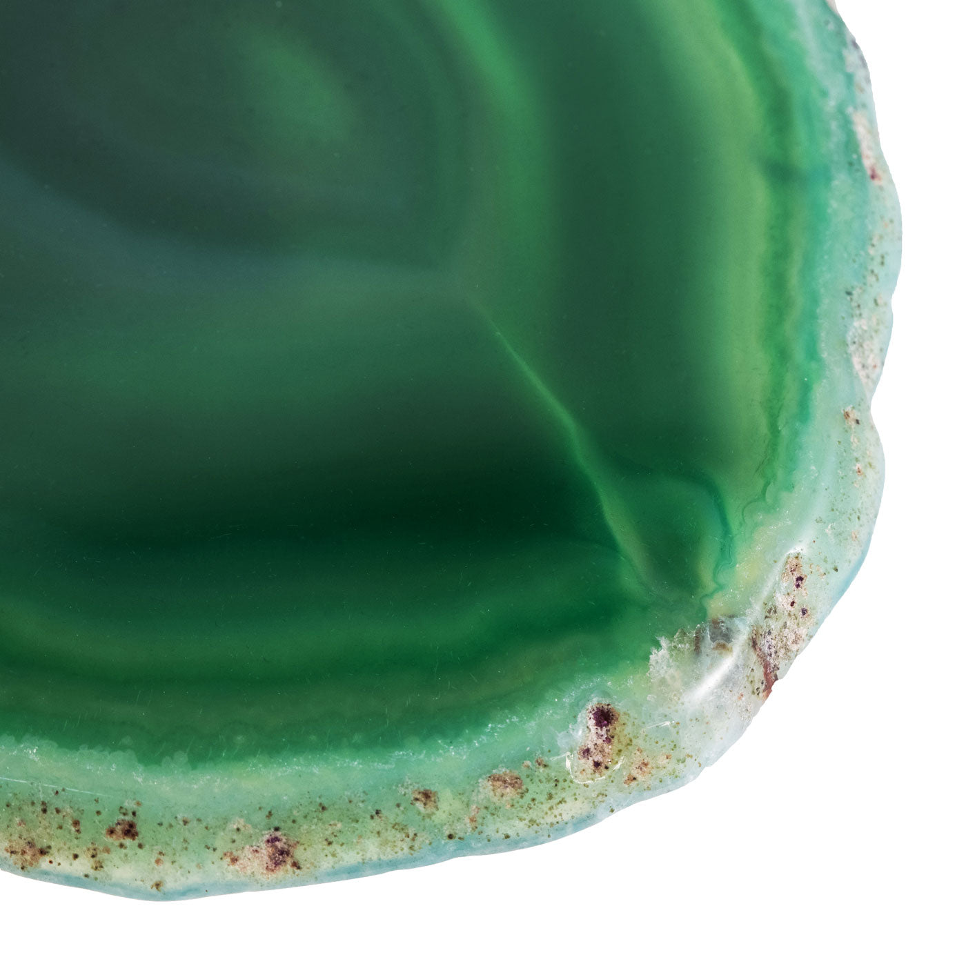 Set of 4 Natural Brazilian Agate Drink Coasters with Wood Holder - Emerald