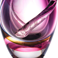 Hand Blown Sommerso Art Glass Teardrop Vase 8-10.5 inch tall