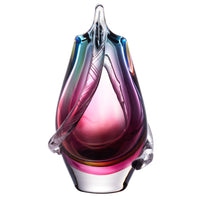 Hand Blown Sommerso Art Glass Teardrop Vase 8-10.5 inch tall