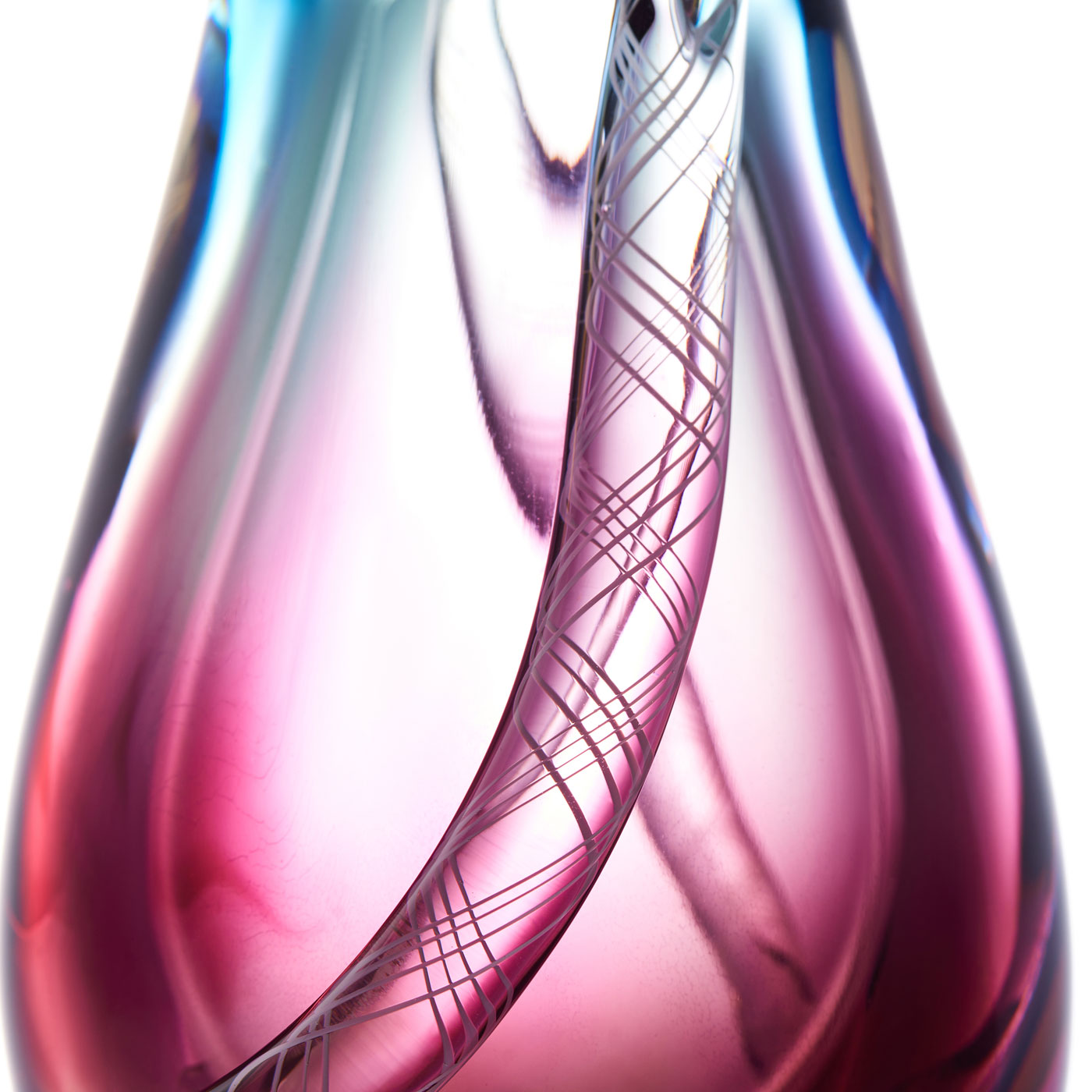 Hand Blown Sommerso Art Glass Teardrop Vase 8-10.5 inch tall