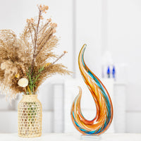 Hand Blown Flame Sommerso Art Glass Sculpture 16 inch tall