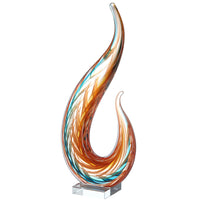 Hand Blown Flame Sommerso Art Glass Sculpture 16 inch tall