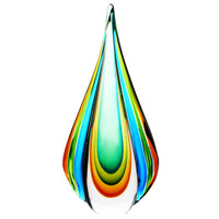 Hand Blown Green Flame Teardrop Sommerso Art Glass Sculpture 10-18 inch tall