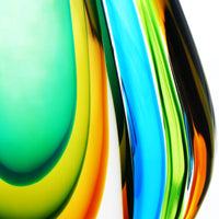 Hand Blown Green Flame Teardrop Sommerso Art Glass Sculpture 10-18 inch tall