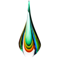 Hand Blown Green Flame Teardrop Sommerso Art Glass Sculpture 10-18 inch tall